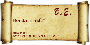 Borda Ernő névjegykártya